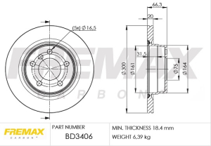 JARRULEVY TAKA SEDAN 300X20MM (FREMAX)