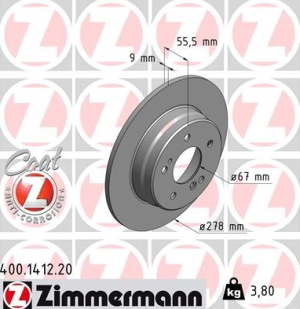 JARRULEVY TAKA (278X9MM) W124T, W202T, W210 SEDAN (ZIMMERMANN)