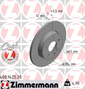 JARRULEVY ETU SEDAN 284X12MM (ZIMMERMANN)