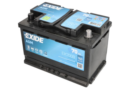 KÄYNNISTYSAKKU 12V AGM 70AH/760A 278X175X190 B13 (EXIDE)