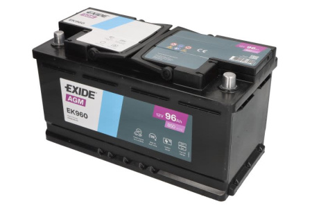 KÄYNNISTYSAKKU 12V AGM 96AH/850A 353X175X190 B13 (EXIDE)