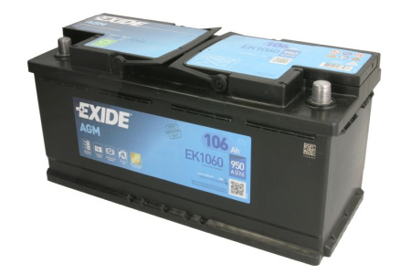 KÄYNNISTYSAKKU 12V AGM 106AH/950A 392X175X190 B13 (EXIDE)