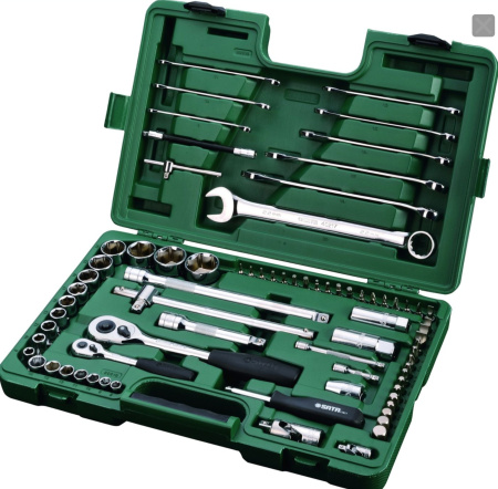 SATA TYÖKALUSARJA 1/4"&1/2" RÄIKÄT JA HYLSYT 8-32MM, KIINTOLENKKIAVAIMET, 76-OSAA