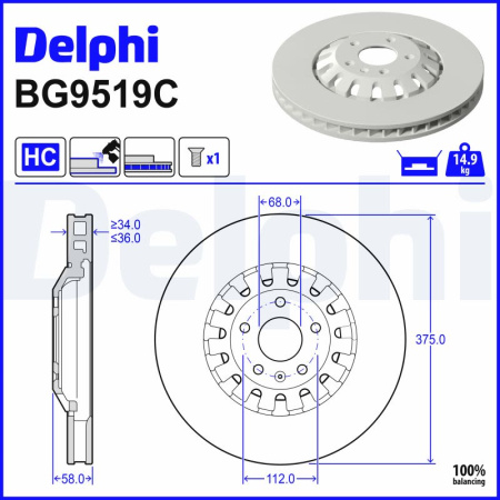 JARRULEVY ETU 375X34MM 01.15- (DELPHI) BG9519C