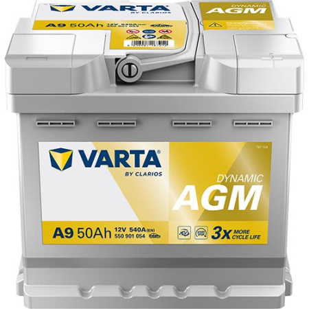 KÄYNNISTYSAKKU 12V AGM 50AH/540A 207X175X190 A9/ B13 (VARTA)